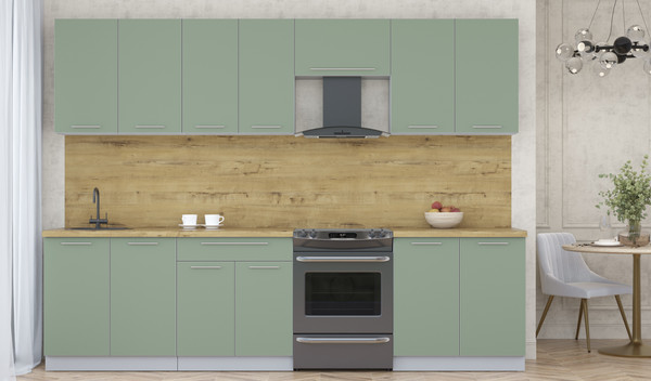 Изображение товара Кухонный гарнитур Interline Мила Пластик 2.9 А (полынь/полынь/дуб бунратти)