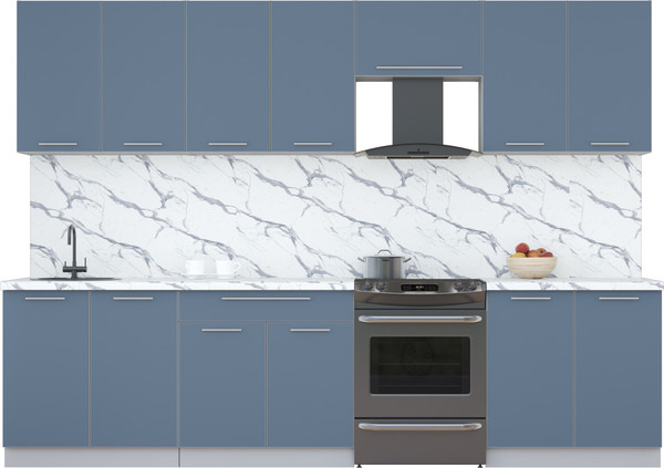 Изображение товара Кухонный гарнитур Интерлиния Мила Пластик 3.0 А (арктический/арктический/белый гранит)