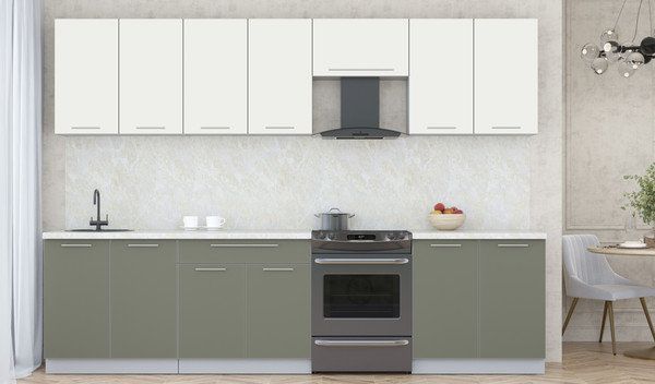 Изображение товара Кухонный гарнитур Интерлиния Мила Пластик 3.0 А (зефирный/кварцевый/опал светлый)