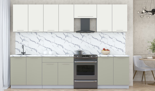 Изображение товара Кухонный гарнитур Интерлиния Мила Пластик 3.0 А (зефирный/латте/белый гранит)