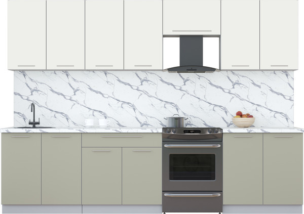 Изображение товара Кухонный гарнитур Интерлиния Мила Пластик 3.0 А (зефирный/латте/белый гранит)