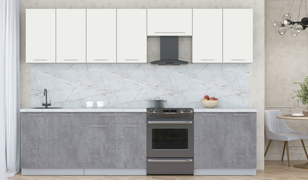 Изображение товара Кухонный гарнитур Интерлиния Мила Пластик 3.0 А (зефирный/оксид темный/серый каспий)