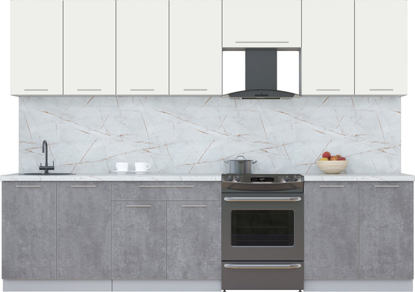 Изображение товара Кухонный гарнитур Интерлиния Мила Пластик 3.0 А (зефирный/оксид темный/серый каспий)