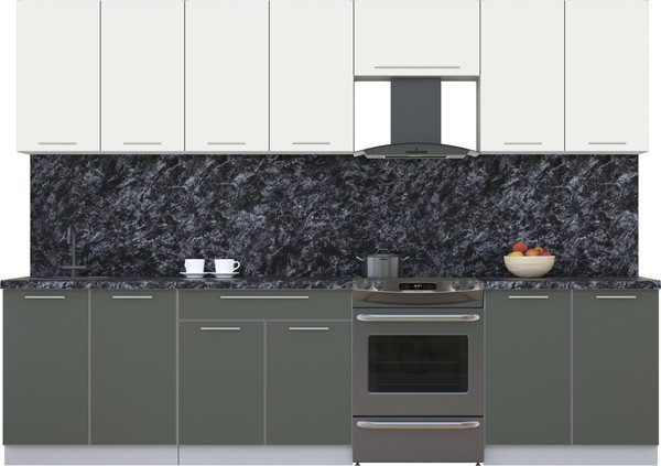 Изображение товара Кухонный гарнитур Интерлиния Мила Пластик 3.0 А (зефирный/шторм/кастилло темный)