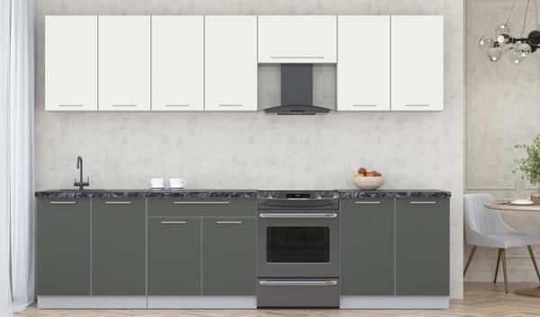 Изображение товара Кухонный гарнитур Интерлиния Мила Пластик 3.0 А (зефирный/шторм/кастилло темный)