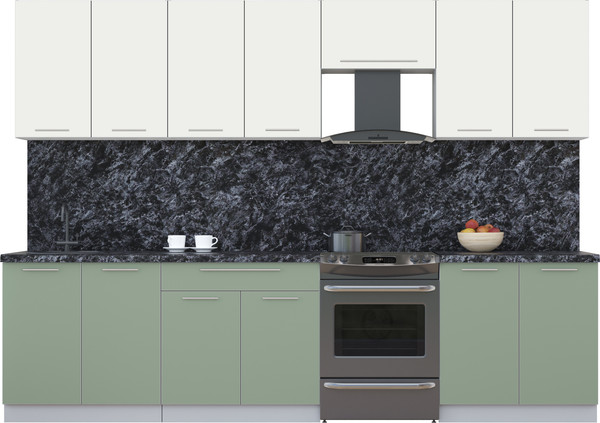 Изображение товара Кухонный гарнитур Интерлиния Мила Пластик 3.0 А (зефирный/полынь/кастилло темный)