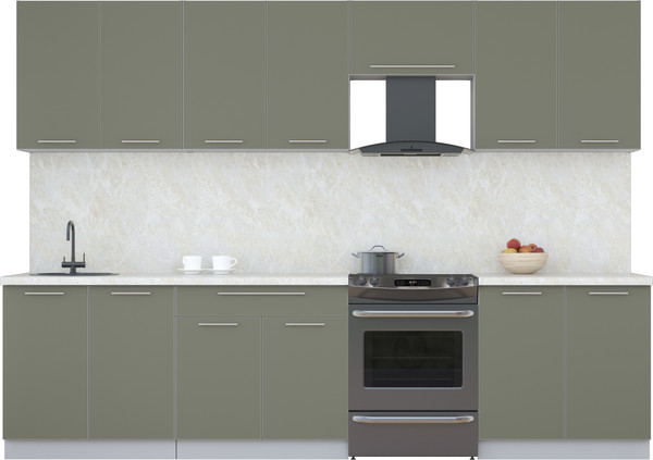 Изображение товара Кухонный гарнитур Интерлиния Мила Пластик 3.0 А (кварцевый/кварцевый/опал светлый)