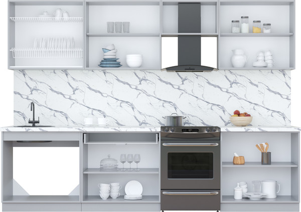 Изображение товара Кухонный гарнитур Интерлиния Мила Пластик 3.0 А (кварцевый/кварцевый/опал светлый)