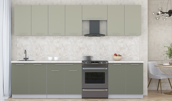 Изображение товара Кухонный гарнитур Интерлиния Мила Пластик 3.0 А (латте/кварцевый/опал светлый)