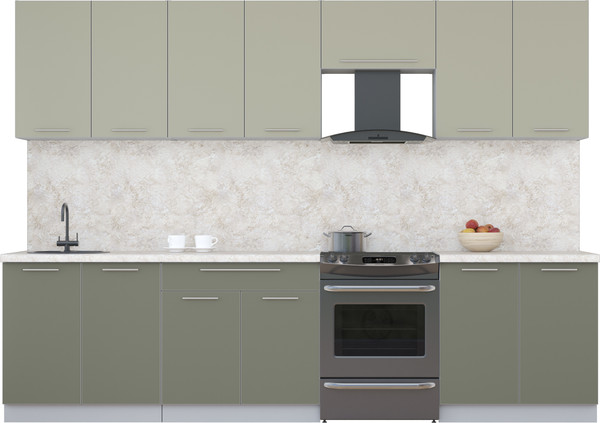 Изображение товара Кухонный гарнитур Интерлиния Мила Пластик 3.0 А (латте/кварцевый/опал светлый)