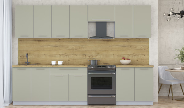 Изображение товара Кухонный гарнитур Интерлиния Мила Пластик 3.0 А (латте/латте/дуб бунратти)