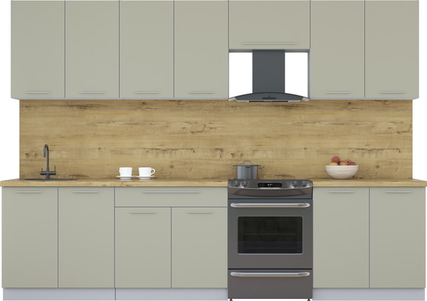 Изображение товара Кухонный гарнитур Интерлиния Мила Пластик 3.0 А (латте/латте/дуб бунратти)