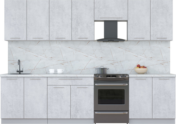 Изображение товара Кухонный гарнитур Интерлиния Мила Пластик 3.0 А (оксид светлый/оксид светлый/серый каспий)