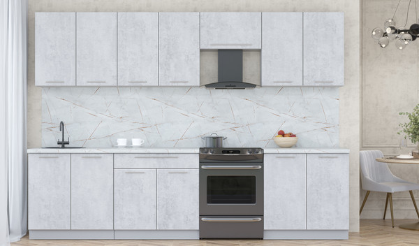 Изображение товара Кухонный гарнитур Интерлиния Мила Пластик 3.0 А (оксид светлый/оксид светлый/серый каспий)