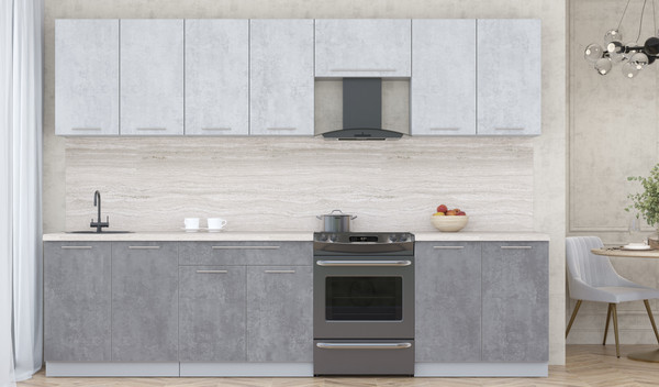 Изображение товара Кухонный гарнитур Интерлиния Мила Пластик 3.0 А (оксид светлый/оксид темный/травертин серый)