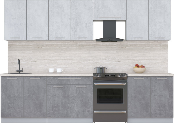 Изображение товара Кухонный гарнитур Интерлиния Мила Пластик 3.0 А (оксид светлый/оксид темный/травертин серый)