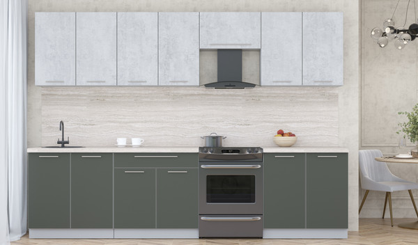 Изображение товара Кухонный гарнитур Интерлиния Мила Пластик 3.0 А (оксид светлый/шторм/травертин серый)