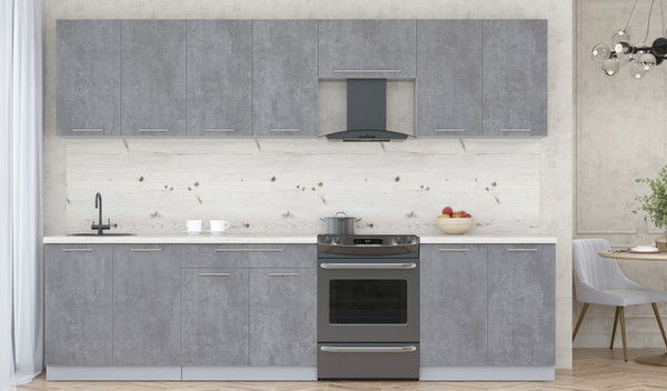 Изображение товара Кухонный гарнитур Интерлиния Мила Пластик 3.0 А (оксид темный/оксид темный/бискайская сосна)