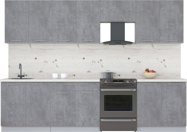 Изображение товара Кухонный гарнитур Интерлиния Мила Пластик 3.0 А (оксид темный/оксид темный/бискайская сосна)