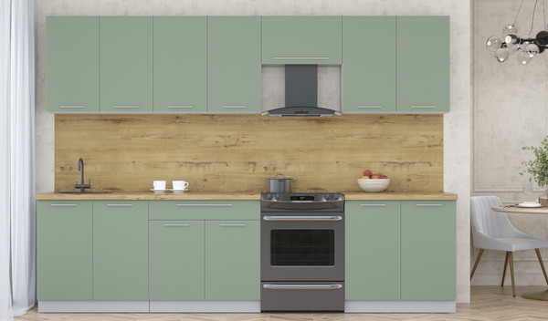 Изображение товара Кухонный гарнитур Интерлиния Мила Пластик 3.0 А (полынь/полынь/дуб бунратти)