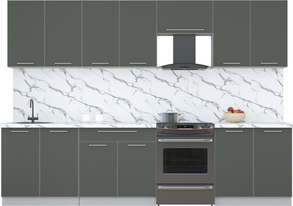 Изображение товара Кухонный гарнитур Интерлиния Мила Пластик 3.0 А (шторм/шторм/белый гранит)