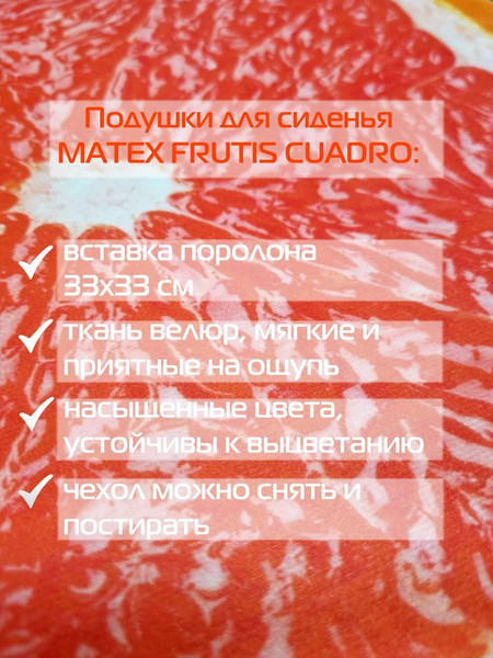 Изображение товара Подушка на стул MATEX Frutis Cuadro Line. Грейпфрут / 30-881 (оранжевый/красный)