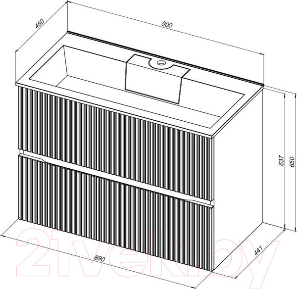 Изображение товара Тумба под умывальник Aquanet Джейн 90 Flat / 335425 (белый матовый)