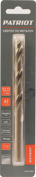 Изображение товара Сверло PATRIOT Expert Р6М5К5 12.0мм / 815010522