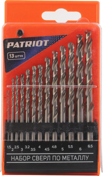 Изображение товара Набор сверл PATRIOT HSS 1.5-6.5мм / 815010543 (13шт)