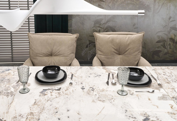 Изображение товара Обеденный стол Halmar Fernando (белый мрамор/черный)