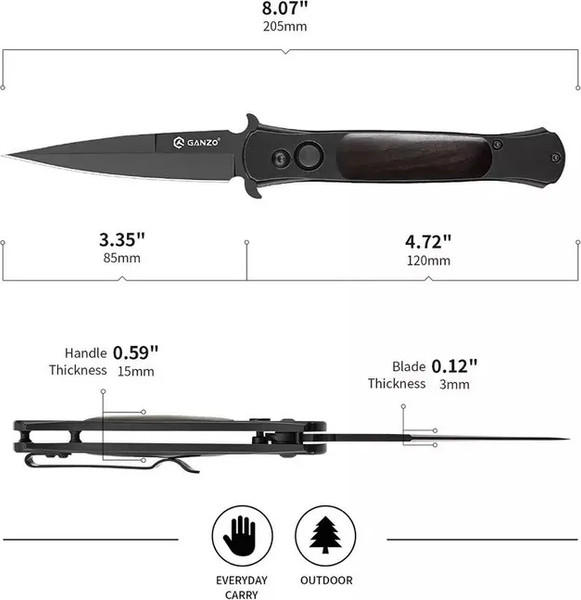 Изображение товара Нож туристический GANZO G707B (черный)