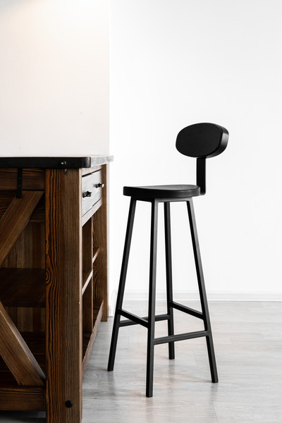 Изображение товара Стул барный Stal-Massiv SMH-S65 со спинкой (дуб черный/черный)