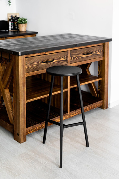 Изображение товара Табурет барный Stal-Massiv TRH-63 (дуб черный/черный)