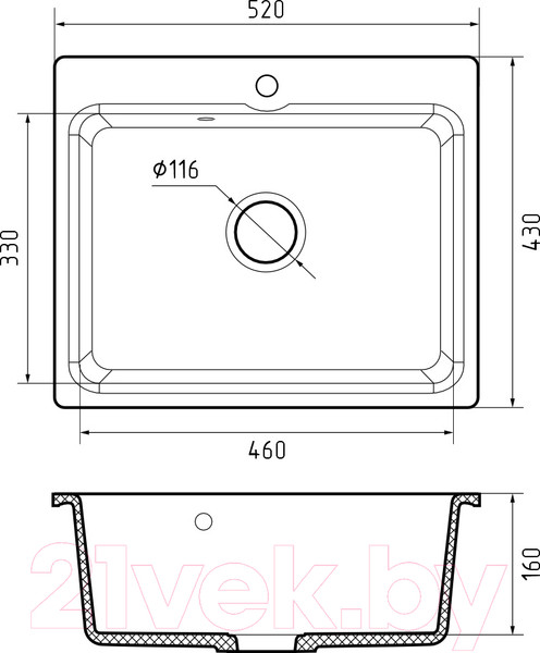 Изображение товара Мойка кухонная GranFest Smart 520 (песочный)
