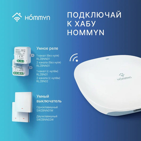 Изображение товара Умное реле Hommyn Zigbee RLZBNN01