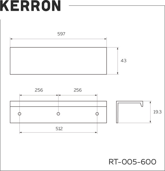 Изображение товара Ручка для мебели Kerron RT-005-600 SC (матовый хром)