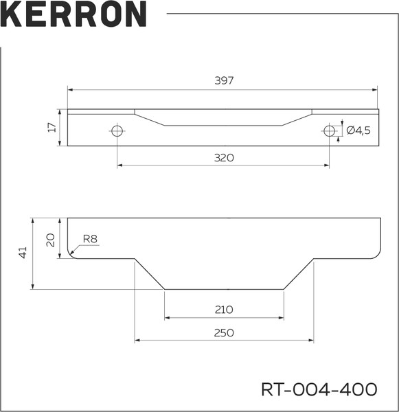 Изображение товара Ручка для мебели Kerron RT-004-400 SC (матовый хром)