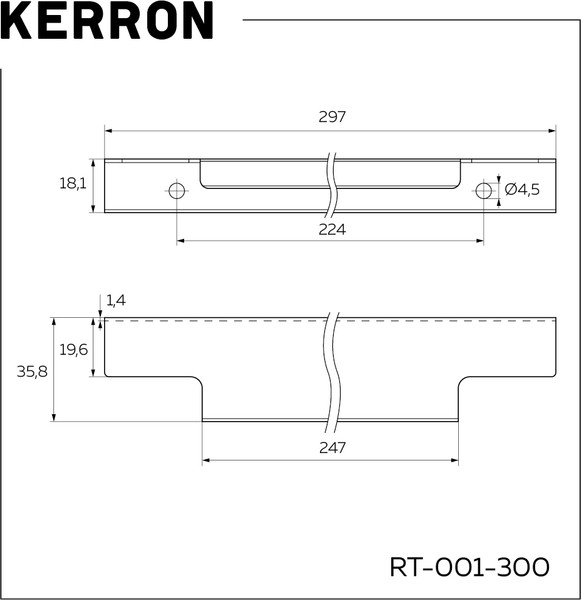 Изображение товара Ручка для мебели Kerron RT-001-300 (хром)