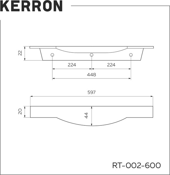 Изображение товара Ручка для мебели Kerron RT-002-600 BL (матовый черный)