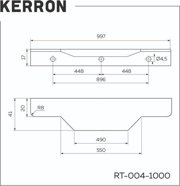 Изображение товара Ручка для мебели Kerron RT-004-1000 BL (матовый черный)