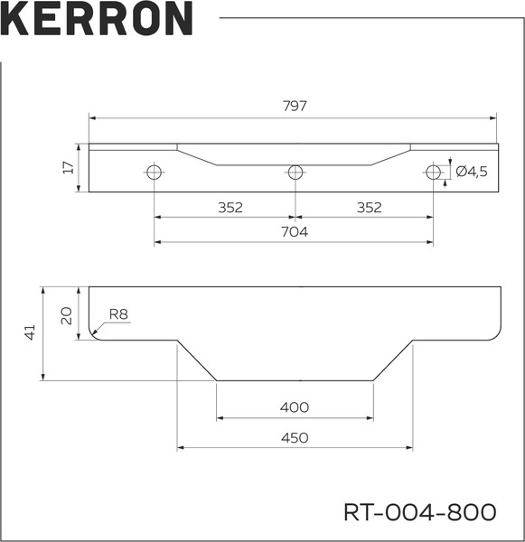 Изображение товара Ручка для мебели Kerron RT-004-800 BL (матовый черный)