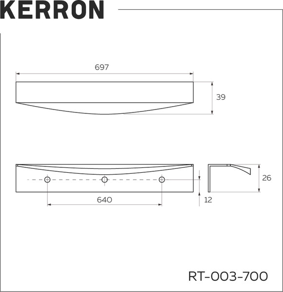 Изображение товара Ручка для мебели Kerron RT-003-700 BL (матовый черный)