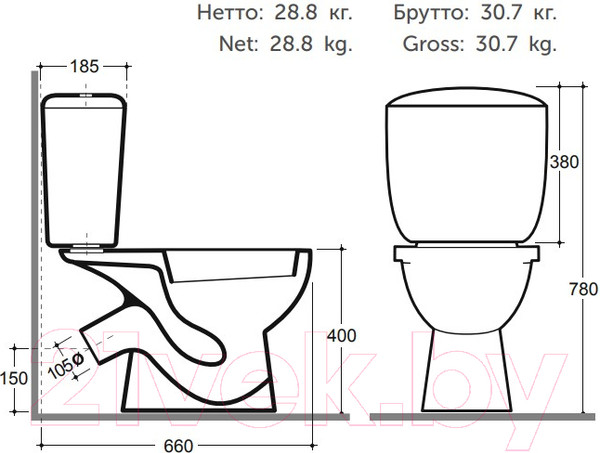 Изображение товара Унитаз напольный Керамин Фест МС Инкоэр (однорежимный)