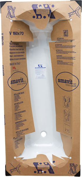 Изображение товара Ванна стальная Smavit Cassia Titanium Inside 160x70 (с шумоизоляцией и ножками Etalon)