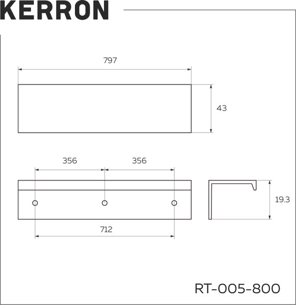 Изображение товара Ручка для мебели Kerron RT-005-800 SC (матовый хром)