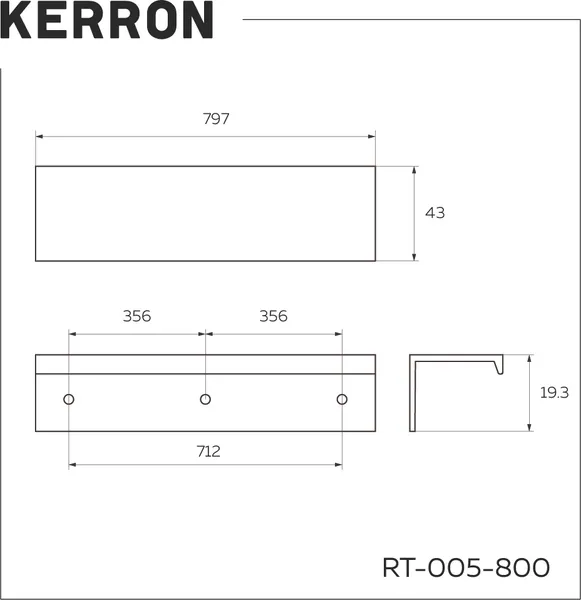 Изображение товара Ручка для мебели Kerron RT-005-800 (хром)
