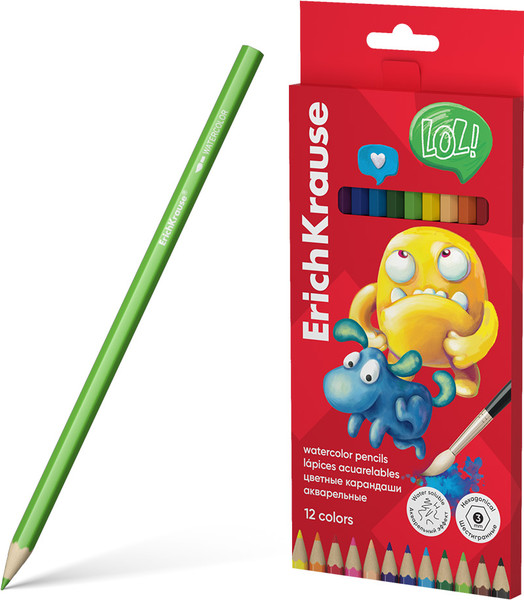 Изображение товара Набор акварельных карандашей Erich Krause Jolly Friends / 61795 (12цв)
