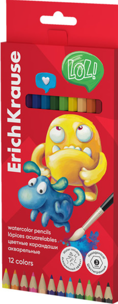 Изображение товара Набор акварельных карандашей Erich Krause Jolly Friends / 61795 (12цв)