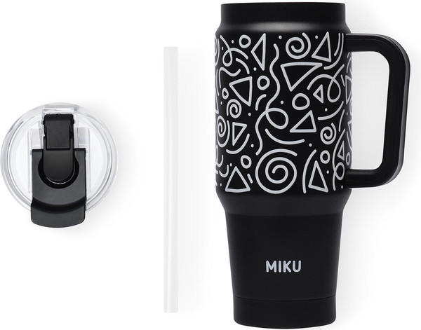 Изображение товара Термокружка Miku TH-MG-900-BWLN (950мл, черный/белые линии)
