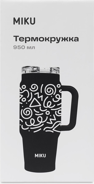 Изображение товара Термокружка Miku TH-MG-900-BWLN (950мл, черный/белые линии)